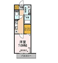 ホヌ 3階1Kの間取り