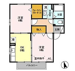 フォンティーヌ　Ａ/Ｂ/Ｃ/Ｄ 2階2DKの間取り
