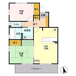 パティオ　Ａ 2階2LDKの間取り