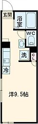 ティーグル四ツ木 1階ワンルームの間取り