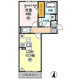 ロイジェントパークスレイクタウンIIIＩ 1階1LDKの間取り