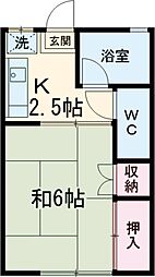 小田急小田原線 町田駅 徒歩15分の賃貸アパート 2階1Kの間取り