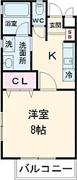 小田急小田原線 玉川学園前駅 徒歩9分の賃貸アパート 2階1Kの間取り
