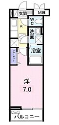 フルリール 1Kの間取図画像