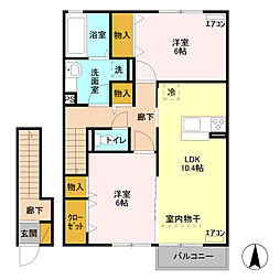 スクエア　Ａ 2階2LDKの間取り