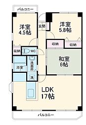 東葉高速鉄道 八千代中央駅 徒歩4分の賃貸マンション 8階3LDKの間取り