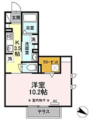 京王井の頭線 浜田山駅 徒歩6分の賃貸アパート 1階1Kの間取り