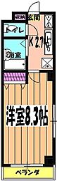 第12中央ビル 8階1Kの間取り