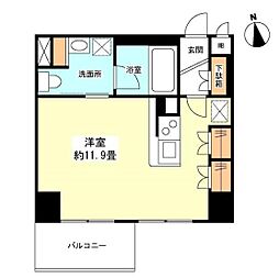 東京メトロ丸ノ内線 新宿御苑前駅 徒歩5分の賃貸マンション 14階ワンルームの間取り