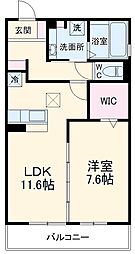 クレア 1LDKの間取図画像