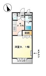 クレールスクエア 1Kの間取図画像