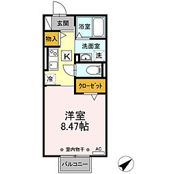 D-roomYH 1階1Kの間取り