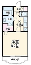 プリンセッサ 3階1Kの間取り