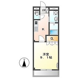 サン　フォレスタ 2階1Kの間取り