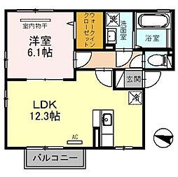 エスペランス　II 2階1LDKの間取り
