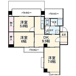 ル・メゾン小木曽 5階3DKの間取り