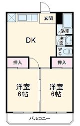 三の丸ブルーハイム 2階2LDKの間取り