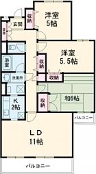 ベル富士見丘 3階3LDKの間取り