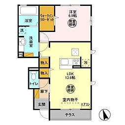 カーサ・フェリース　Ａ 1階1LDKの間取り