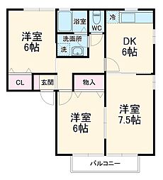 アビイロード　I 2階2LDKの間取り