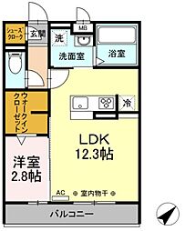 Force 205 2階1LDKの間取り
