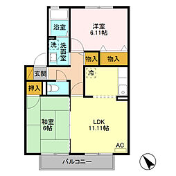 コーポマリーナB 2LDKの間取図画像