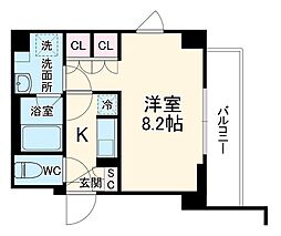 東武東上線 成増駅 徒歩7分の賃貸マンション 4階1Kの間取り