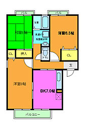 ヴィレッジ海印 2階3DKの間取り