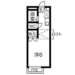サニーテラス富貴ノ台II 1階ワンルームの間取り