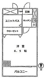 バンブーベル幸 3階1Kの間取り