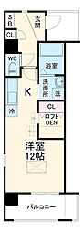 ルネス　ロマネガーデン 2階ワンルームの間取り