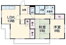 Ｍハイツ佐藤 2階2LDKの間取り