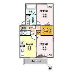 ノーブルタウン　弐番館 1階2DKの間取り