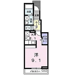 カーフヒルズ2 ワンルームの間取図画像