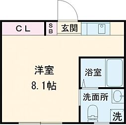 東急田園都市線 三軒茶屋駅 徒歩13分の賃貸マンション 1階ワンルームの間取り