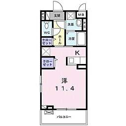 フィオーレ東鷹匠 ワンルームの間取図画像