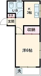 ビジョンコーポ 4階1Kの間取り