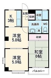 プリスティーヌ 3階3Kの間取り