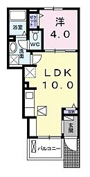 メゾンドソレイユ3 1LDKの間取図画像