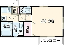 小田急小田原線 千歳船橋駅 徒歩13分の賃貸アパート 1階1Kの間取り