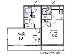 JR上越線 井野駅 徒歩16分の賃貸アパート 2階1Kの間取り