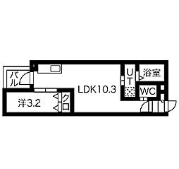 名古屋市営上飯田線 上飯田駅 徒歩10分の賃貸アパート 2階1LDKの間取り
