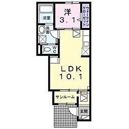 ガンディーノ 1LDKの間取図画像