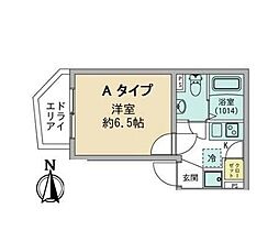 ラシクラス・カリビアンIII 地下1階1Kの間取り