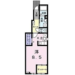 パラッツオヴィヴィ ワンルームの間取図画像