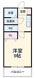 JR高崎線 高崎駅 徒歩28分の賃貸マンション 3階1Kの間取り