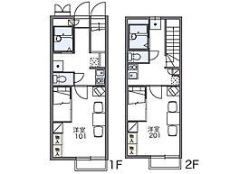 レオパレス三丁田 1階1Kの間取り