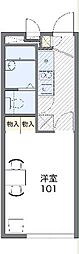レオパレスライトフィールド 2階1Kの間取り