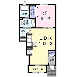 ローズ・パレス 1LDKの間取図画像