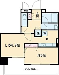 サンクレイドルレヴィール池袋 3階1LDKの間取り